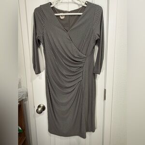 Anne Klein Women’s Gray Studded Wrap-Style Sheath Dress Size 14